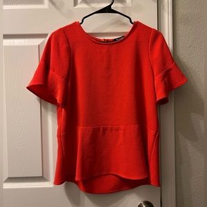 Madewell Red Flutter Sleeve Top/Blouse